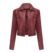 Women's Thin Multi-Pocket Faux Leather Cardigan Jacket | Outerwear