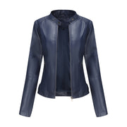 Women's Slim-Fit PU Leather Jacket | Stand Collar Urban Style