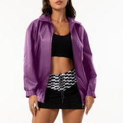 Women's Oversize Faux Leather Jacket | Loose Lapel Coat