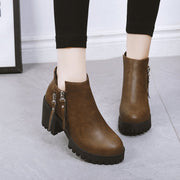 Women's Chunky Platform Booties | Rivet Detail Mid-Calf Boots