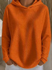 Women's Loose-Fit Solid-Color Hoodie | Long Sleeve Pullover