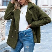 Women's Loose Lapel Fluffy Coat | Winter Button Outwear