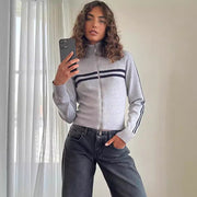 Women's Striped Slim-Fit Long Cardigan – Casual