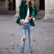 Women's Velvet Lapel Suit Jacket | Slim Single-Breasted Business Blazer