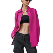 Women's Long Sleeve PU Leather Shirt Coat | Fashion Outerwear