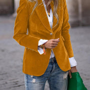 Women's Velvet Lapel Suit Jacket | Slim Single-Breasted Business Blazer