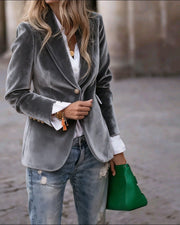 Women's Velvet Lapel Suit Jacket | Slim Single-Breasted Business Blazer