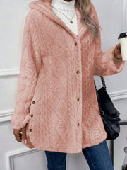 Women's Hooded Fuzzy Fleece | Button Down Plush Winter Cardigan
