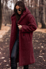 Women's Faux Fur Coat | Warm Hooded Long Teddy Jacket