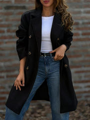 Chic Street Style Autumn And Winter Long-sleeved Lapel Double-breasted Wool Coat Jacket