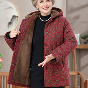 Women's Winter Cotton-Padded Coat | Floral Print Middle-Aged Outerwear