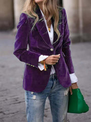 Women's Velvet Lapel Suit Jacket | Slim Single-Breasted Business Blazer