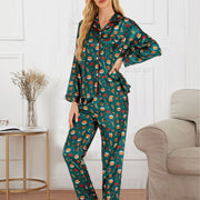 Women's Pajama Suit | Casual Home Wear Short Sleeve Polyester Set
