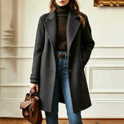 Women's Retro Mid-Length Woolen Coat | Lapel Casual Winter Outerwear