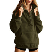 Women's Loose-Fit Solid Color Sweatshirt | Long Sleeve Pullover with Pockets