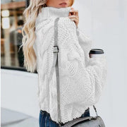 Women's Loose-Fitting Turtleneck Sweater | Long Sleeve Crochet Pullover