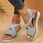 Women's Cross-Strap Platform Wedge Sandals | Gladiator Hemp Heel Summer Shoes