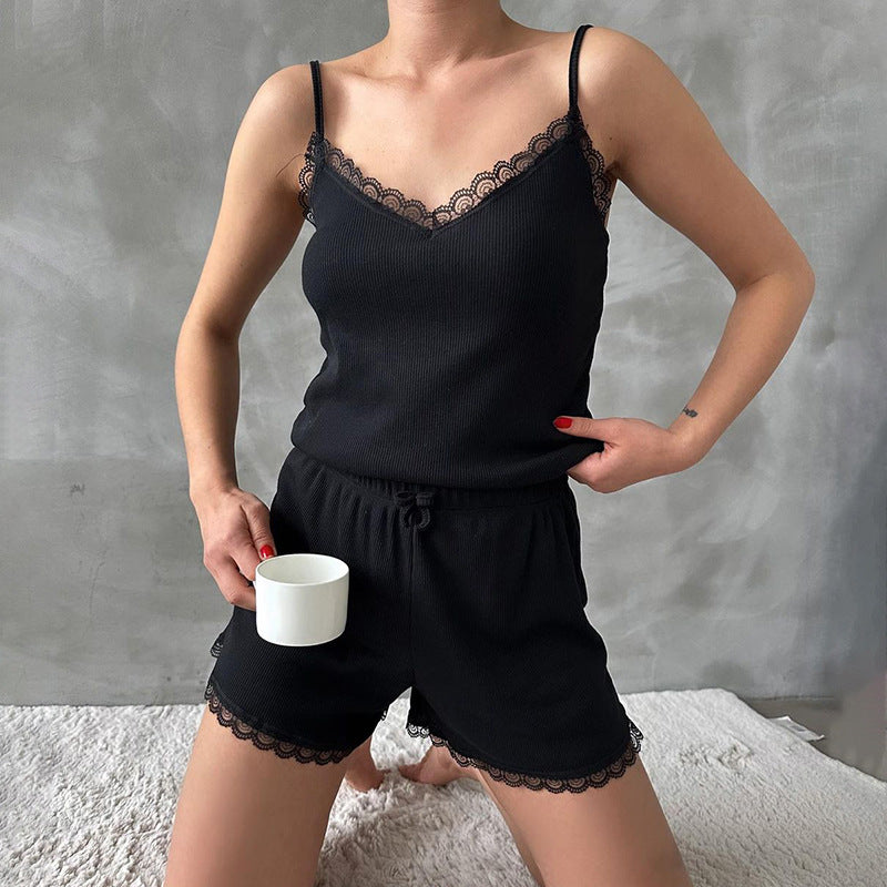 Women's Backless Striped Two-Piece Shorts Set