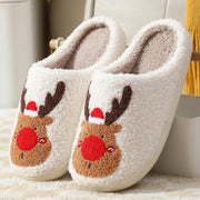 Women's Elk Print Winter Slippers | Soft Cozy House Shoes