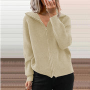 Women's Striped Zip Knit Cardigan