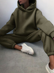 Women's Hooded Sweater Two-Piece Tracksuit | Casual Knit Set