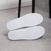 Women's Round Toe White Casual Shoes – Flat Platform Lace-Up Sneakers