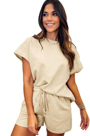 Women's Casual Suit – Plaid Waist-Cinching Top & Shorts Set