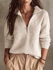 High Neck Half-Zip Sweater | Women's Casual Long Sleeve Knit Top