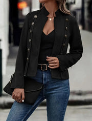 Women's Double-Breasted Suede Jacket | Long Sleeve Outerwear