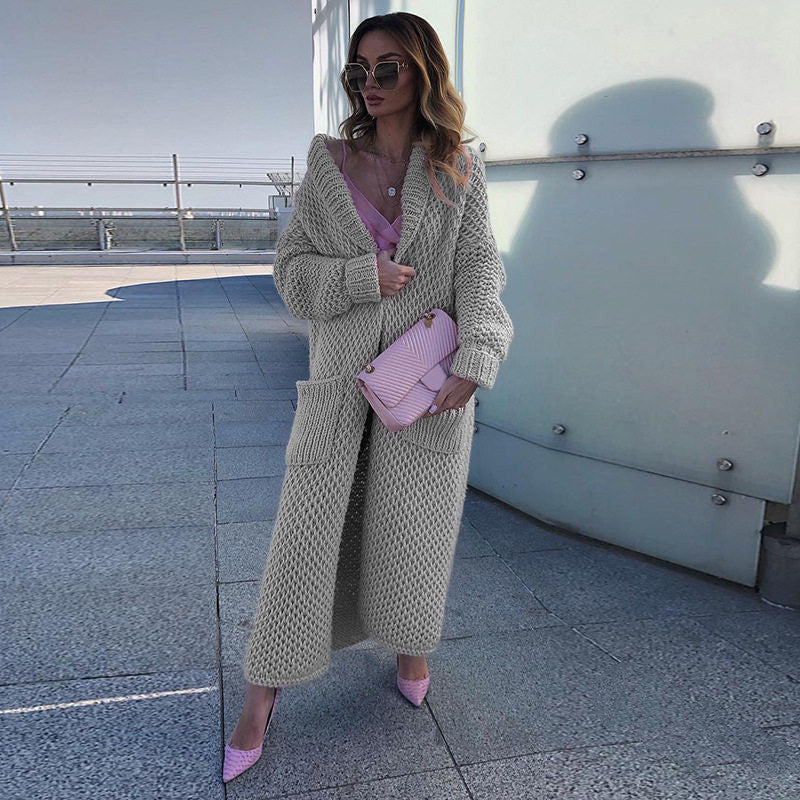 Women's Long Knit Cardigan, Chunky Knitwear Coat – Winter Casual