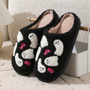 Women's Halloween Cartoon Ghost Cotton Slippers | Non-Slip Winter House Shoes