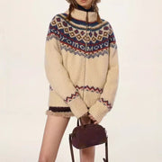 Women's Turtleneck Knit Cardigan, Thick Vintage Sweater Coat – Autumn Casual