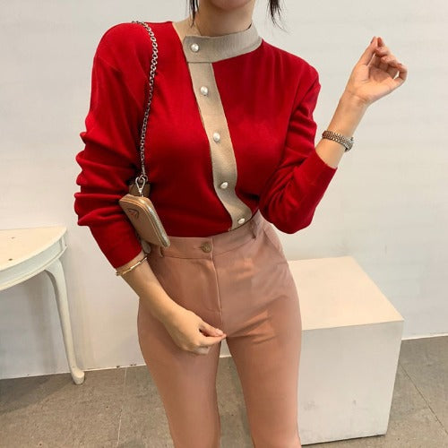 Women's Colorblock Striped Cardigan, Short Knit Coat – Casual