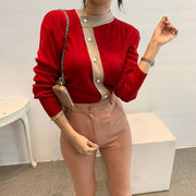 Women's Colorblock Striped Cardigan, Short Knit Coat – Casual