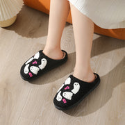 Women's Halloween Cartoon Ghost Cotton Slippers | Non-Slip Winter House Shoes