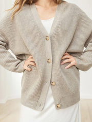 Women's Solid Color Cardigan Sweater | Casual Knit Layering Top