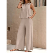 Women's Sleeveless Pants Suit | Loose Casual Summer Two-Piece Set