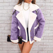 Women's Polo Collar Plush Jacket | Warm Winter Casual Coat