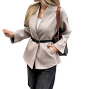 Solid Color Coat | Women's Slim Fit Long Sleeve Jacket