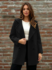 Women's Double-Breasted Wool Coat | Long Sleeve Outerwear