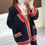 Women's Striped Loose Knitwear Jacket | Simple & Stylish Sweater Top