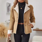 Women's Warm Faux Fur Lapel Jacket | Casual Pocket Outerwear