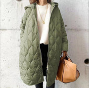 Women's Diamond Lattice Hooded Cotton Coat | Street Style Winter Jacket