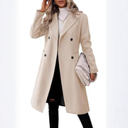 Women's Long Woolen Coat | Solid Color Fall Winter Overcoat