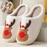 Women's Elk Print Winter Slippers | Soft Cozy House Shoes