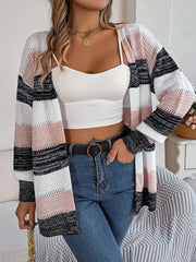Women's Color Block Lantern Sleeve Cardigan Coat – Casual