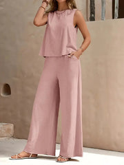 Women's Sleeveless Pants Suit | Loose Casual Summer Two-Piece Set