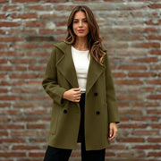 Women's Double-Breasted Wool Coat | Long Sleeve Outerwear