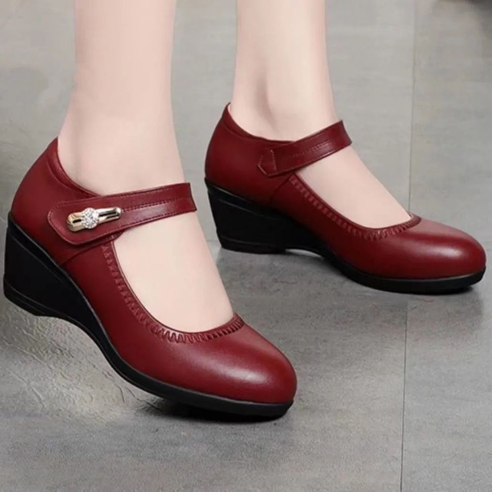 Women's Soft Bottom Non-Slip Wedge Pumps | Comfortable Leather Casual Shoes