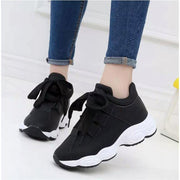 Women's New Style White Casual Shoes | Thick Sole Lace-Up Sneakers